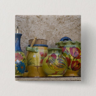 Pottery, Moustiers-Sainte-Marie, Provence, 15 Cm Square Badge