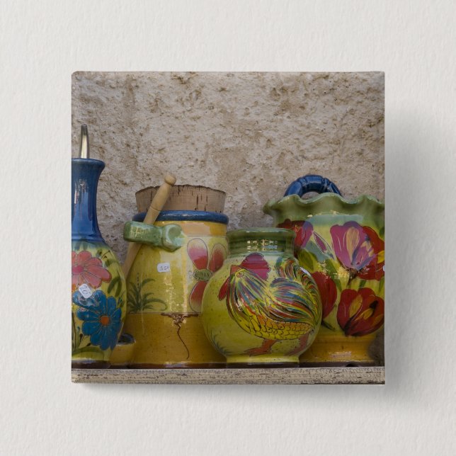 Pottery, Moustiers-Sainte-Marie, Provence, 15 Cm Square Badge (Front)