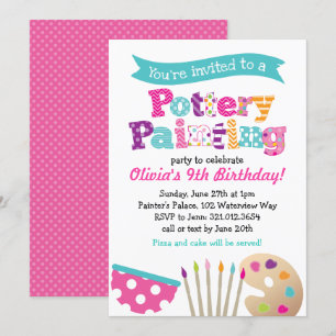 Pottery Painting Art Party Invitation