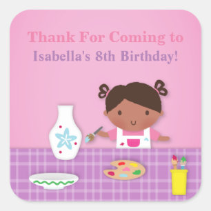 Pottery Painting Art Party Thank You Stickers