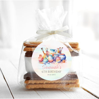 Pottery Painting Birthday Party Classic Round Sticker