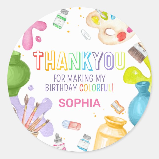 Pottery Painting Birthday Party Classic Round Sticker (Front)