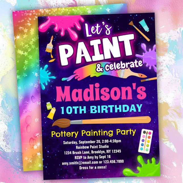 Pottery Painting Birthday Party Invitation (Creator Uploaded)