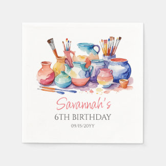 Pottery Painting Birthday Party Napkin
