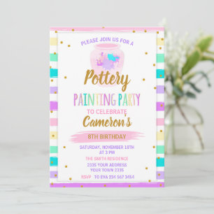 Pottery painting paint birthday party invitation