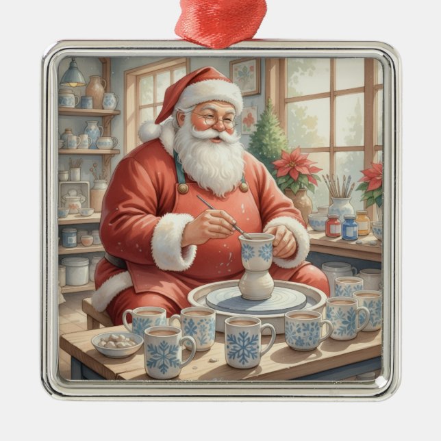 Pottery Painting Santa Claus  Metal Tree Decoration (Front)