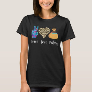 Pottery Pottering Leopard Love Peace Forest Signs T-Shirt