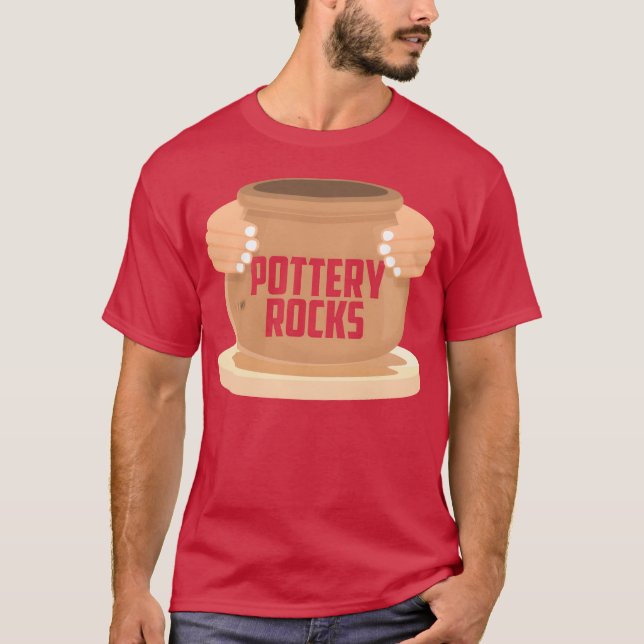 Pottery Rocks Ceramics Artist Potter Maker retro T-Shirt (Front)