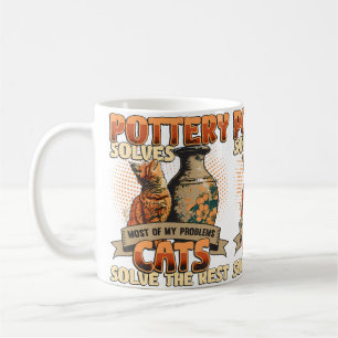 Pottery Solves Most Of My Problems Cats Lover Pott Coffee Mug