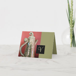 Pottery Tea Pot Note Card w/Monogram