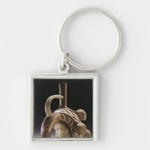 Pottery vessel of a frog climbing a cocoa tree key ring