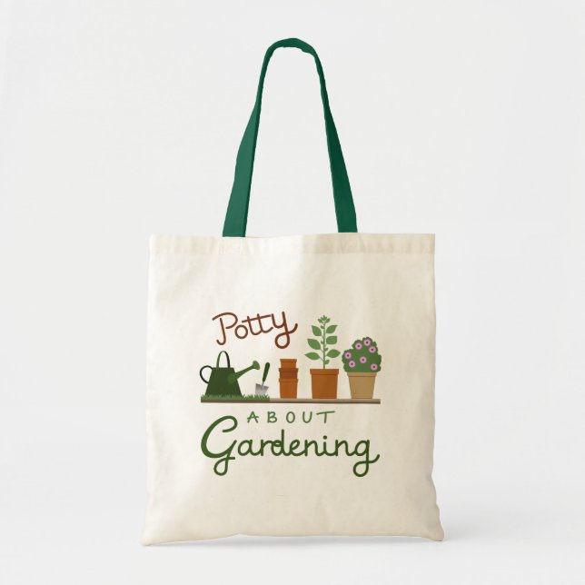 Potty About Gardening Design Tote Bag (Front)