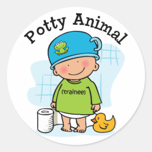 Potty Animal Boy Sticker
