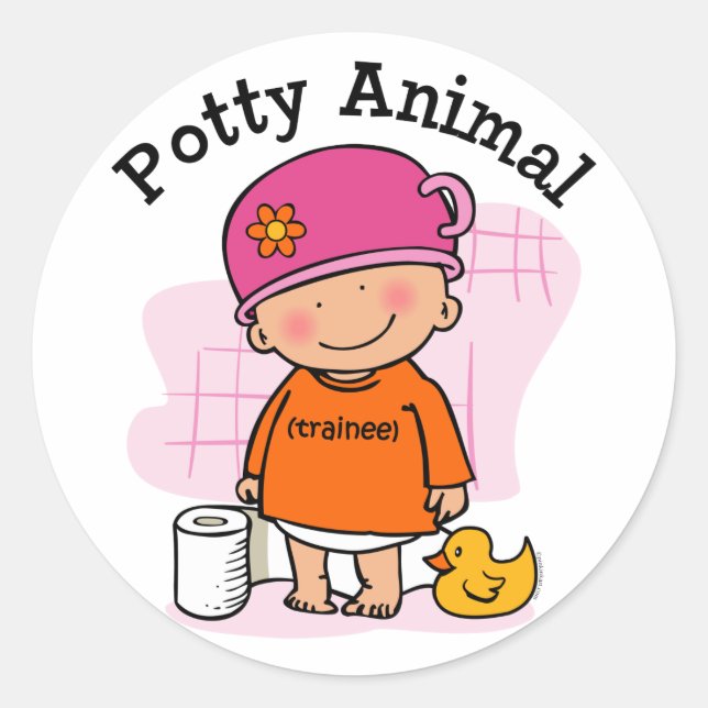 Potty Animal Girl Sticker (Front)