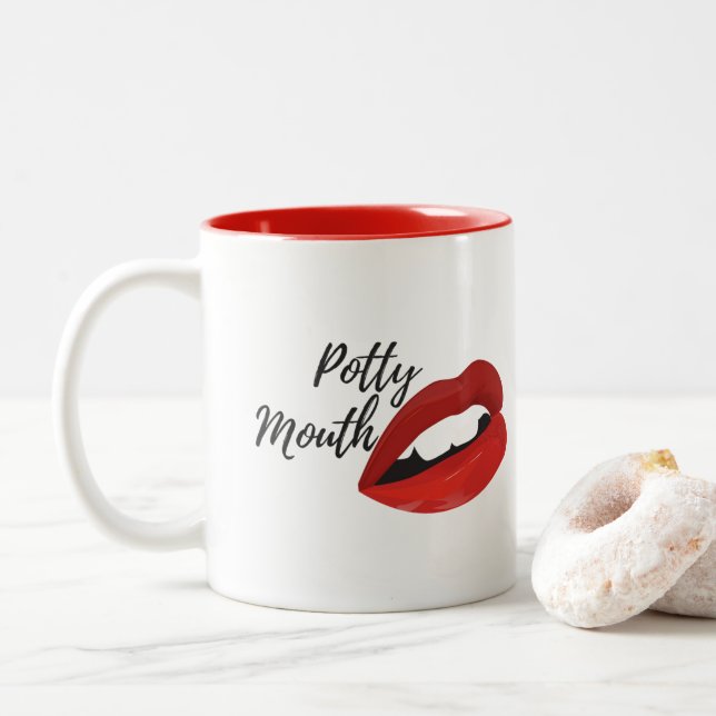 Potty Mouth Mug Red Interior (With Donut)