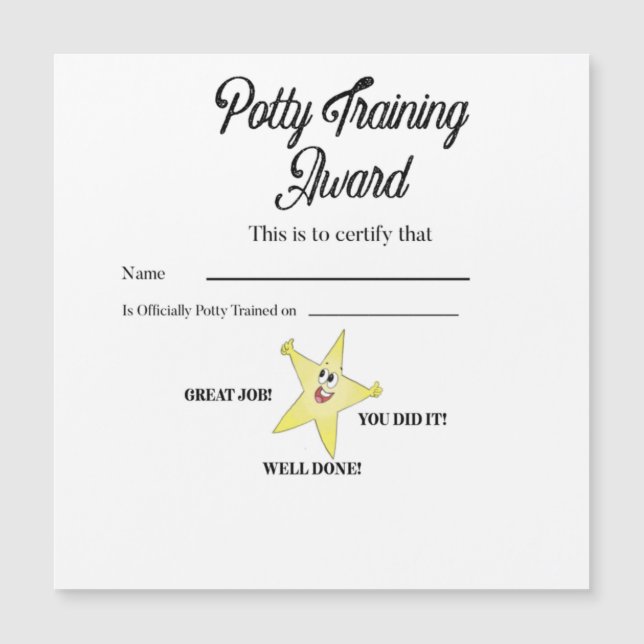 Potty Training Award (Front)