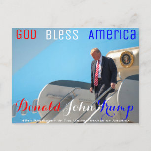 POTUS Donald Trump walks down from Air Force One Postcard