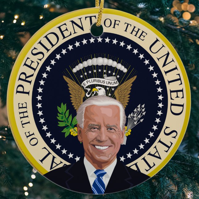 potus joe biden presidential seal christmas tree ceramic tree decoration (Creator Uploaded)
