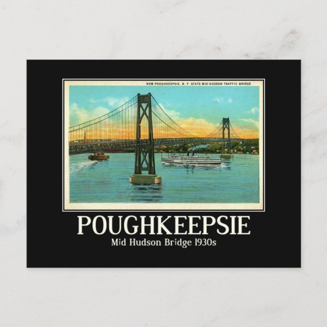 Poughkeepsie NY Mid Hudson Bridge 1930s  Postcard (Front)