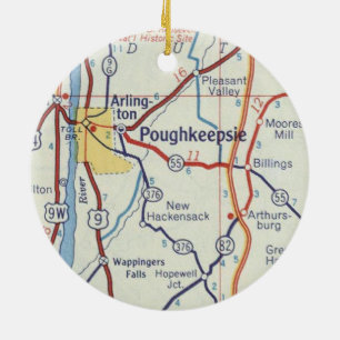Poughkeepsie NY Vintage Map Ceramic Tree Decoration