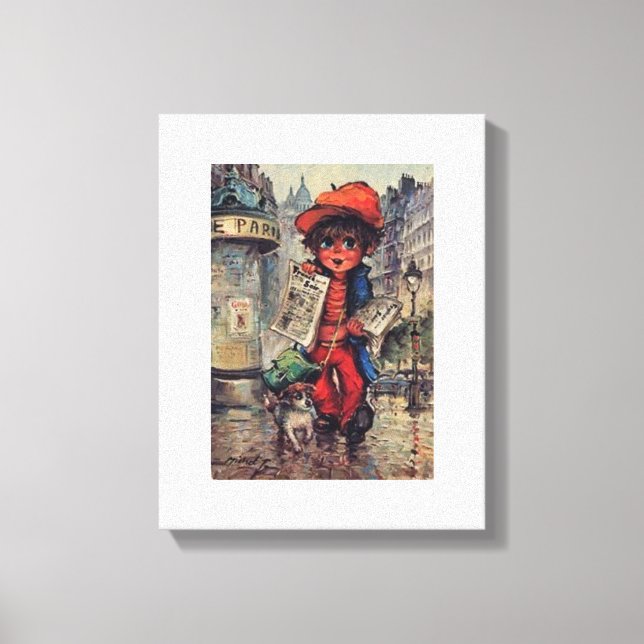 Poulbot painting in the newspaper canvas print (Front)