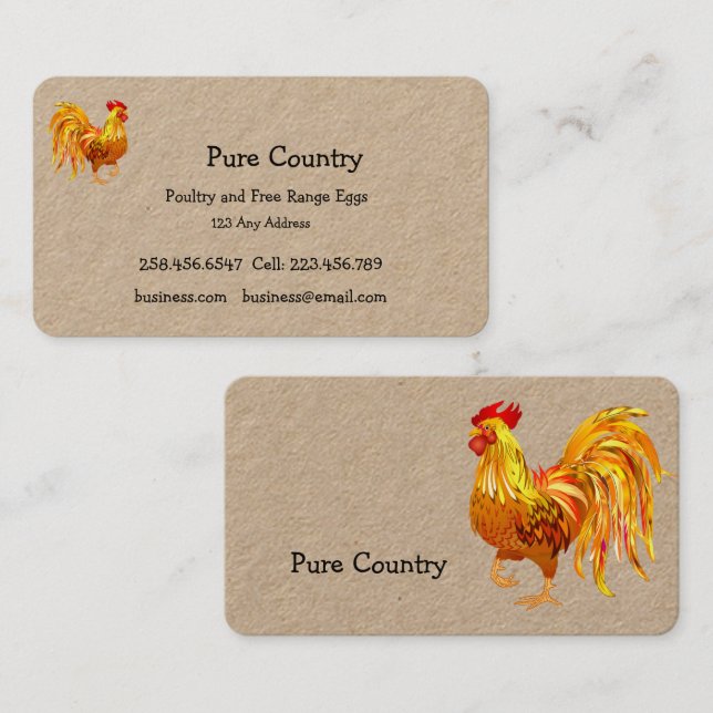Poultry, Chicken, Eggs Free Run, Organic Business Card (Front/Back)