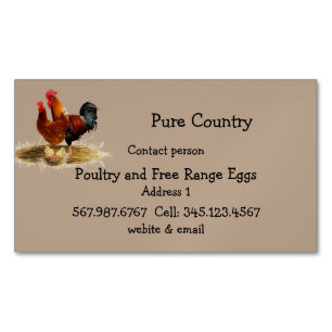 Poultry, Chicken, Eggs Free Run, Organic  Magnetic Business Card