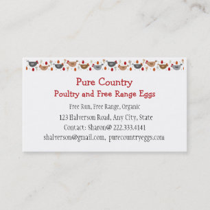 Poultry, Chicken Farm  Eggs Free Run, Organic Busi Business Card