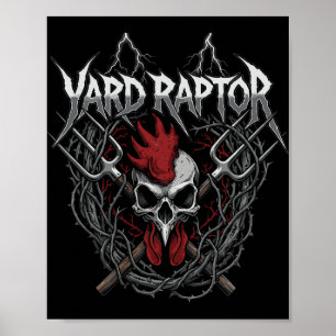 Poultry Famer Yard Raptor Skull Farm Chicken Poster