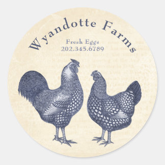 Poultry Farm Wyandotte Chickens Fresh Eggs Classic Round Sticker