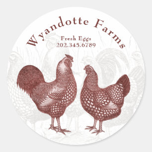 Poultry Farm Wyandotte Chickens Fresh Eggs Classic Round Sticker