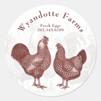 Poultry Farm Wyandotte Chickens Fresh Eggs Classic Round Sticker