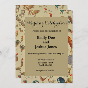 Poultry Rooster Chicken country wedding invitation