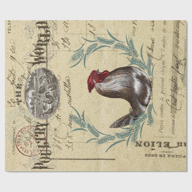 Poultry World Decoupage Poster Wrapping Paper (Flat)