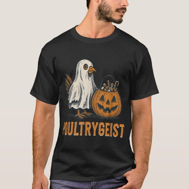 Poultrygeist Chicken Ghost Pumpkin Costume  T-Shirt (Front)