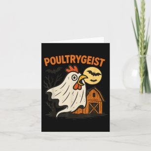 Poultrygeist Funny Chicken Ghost Halloween Pun Des Card