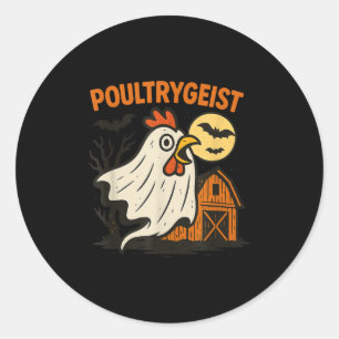 Poultrygeist Funny Chicken Ghost Halloween Pun Des Classic Round Sticker