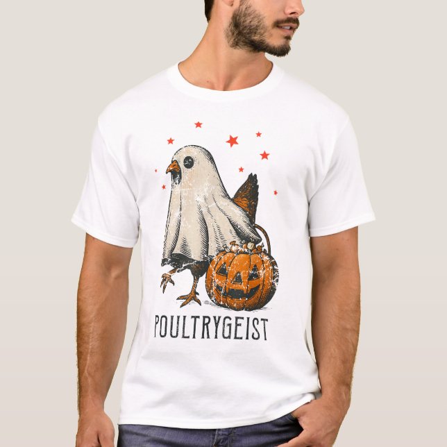 Poultrygeist Halloween Chicken Costume Pumpkin T-Shirt (Front)