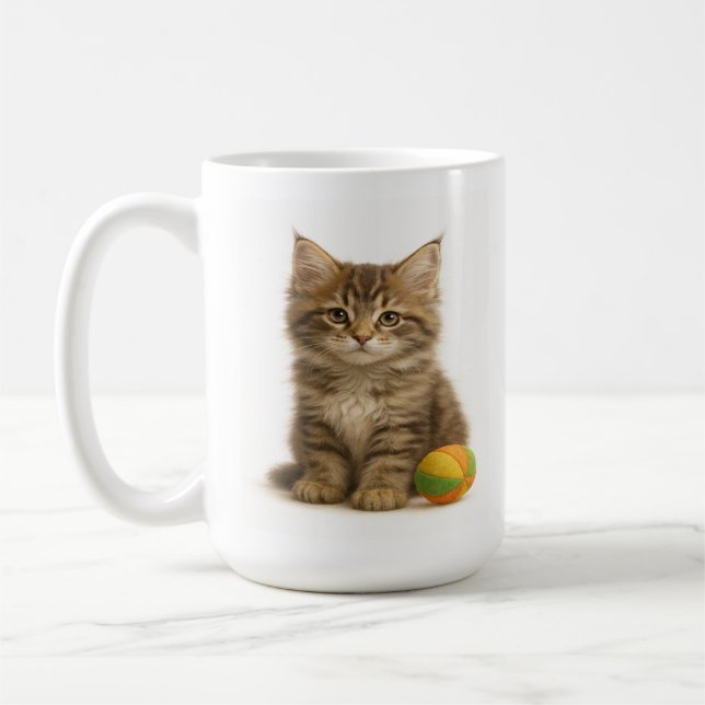 Pounce Pending – Maine Coon Kitten Coffee Mug (Left)