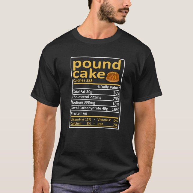 Pound Cake Nutrition Food Facts Funny Thanksgiving T-Shirt (Front)