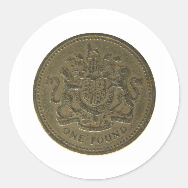 Pound coin classic round sticker (Front)