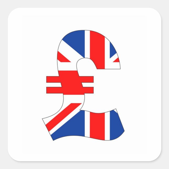 pound currency symbol money united kingdom flag st square sticker (Front)