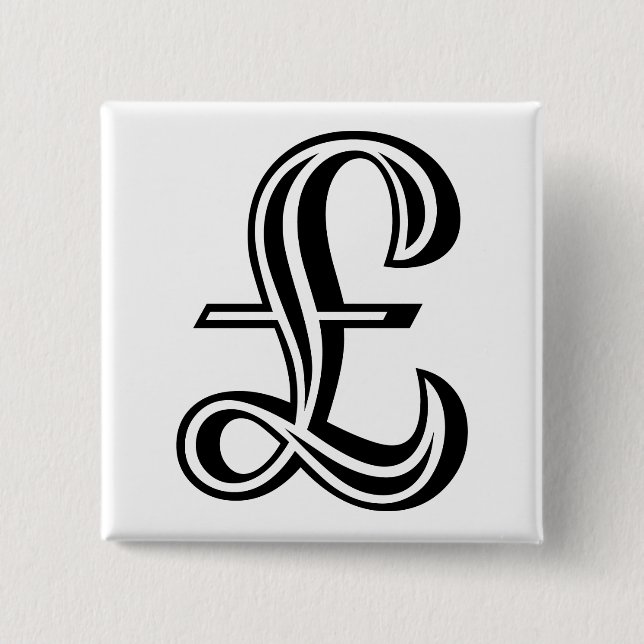 Pound Sign - Black 15 Cm Square Badge (Front)