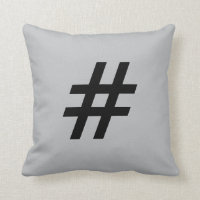 # Pound sign (hashtag) button pillow, Grey & Black
