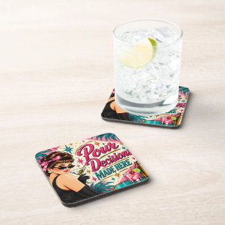 Pour Decisions Made Here Retro 1950s Cocktail  Coaster
