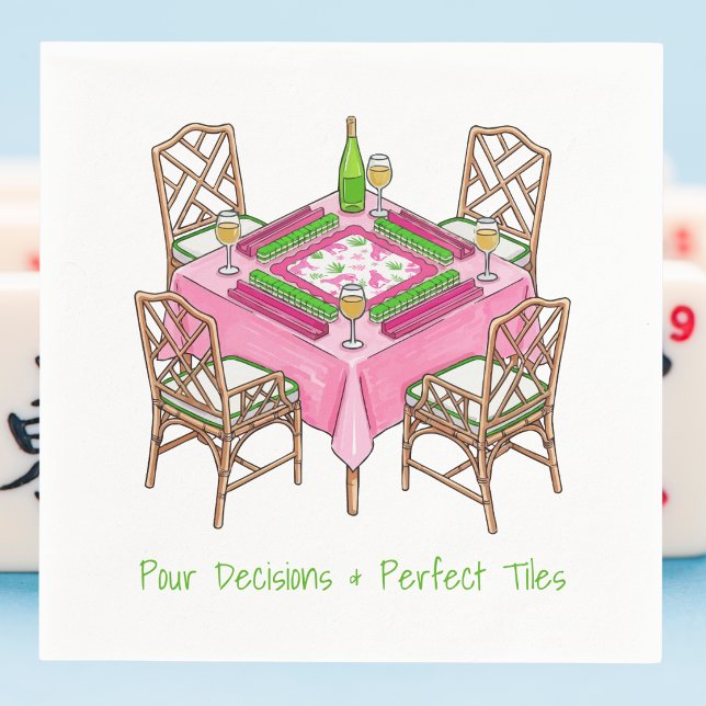 Pour Decisions & Perfect Tile Preppy Mahjong Party Napkin (Creator Uploaded)