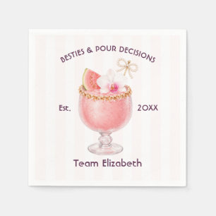 Pour Decisions Pink Cocktail Bachelorette Party Napkin