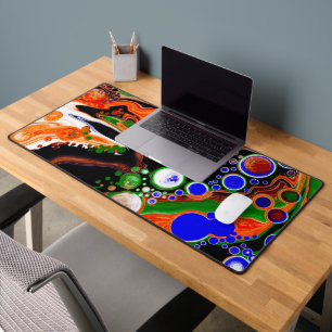 Pour Painting Style Fluid Art Colourful Desk Mat