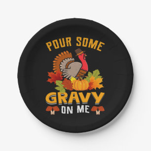 pour some gravy on me thanksgiving for halloween paper plate
