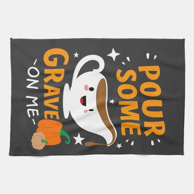 Pour Some Gravy On Me Thanksgiving Turkey  Tea Towel (Horizontal)
